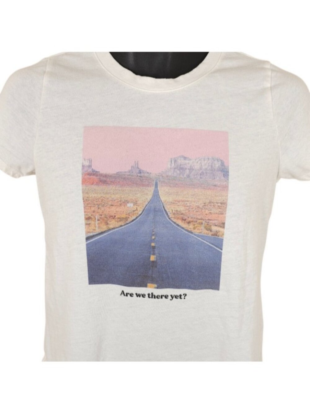 Road Trip T Shirt Womens Size XS White Are We There Yet Desert Highway